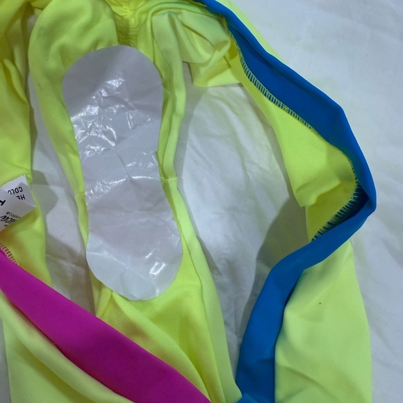 MISTICA SWIMWEAR Made in Columbia Neon Yellow and Blue Bikini Set Sz 32 or S - Picture 4 of 6